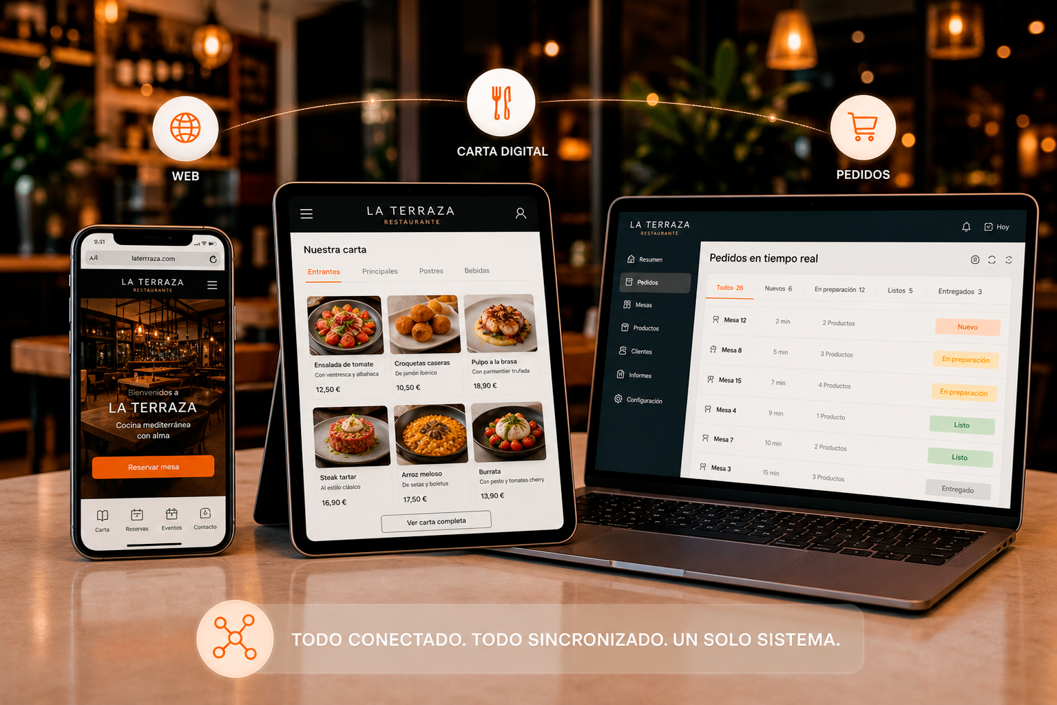 Web del restaurante conectada con carta digital y pedidos en Carta360